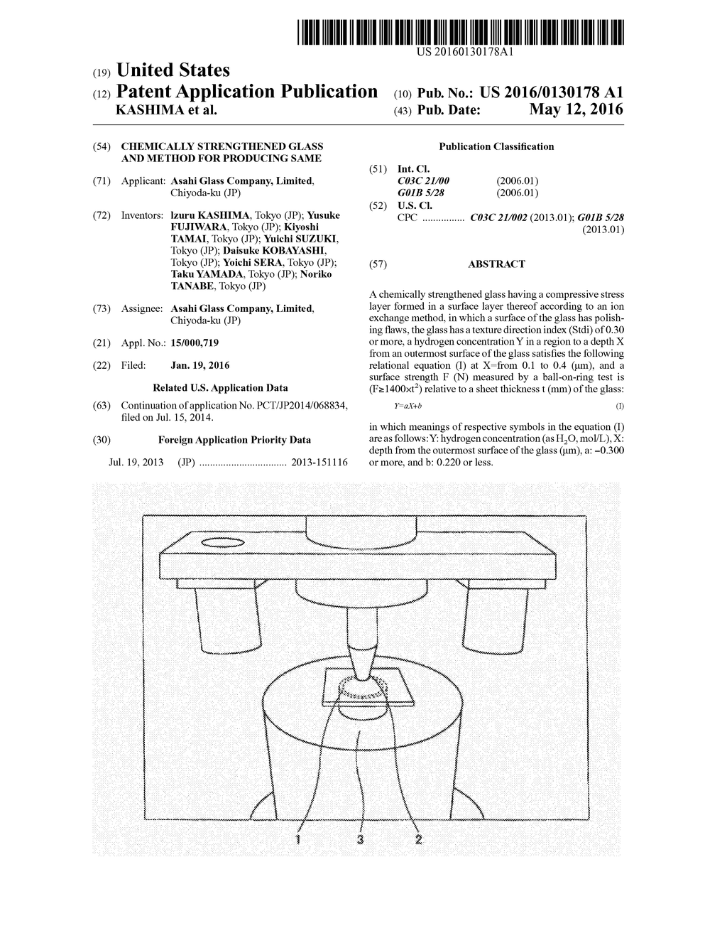 CHEMICALLY STRENGTHENED GLASS AND METHOD FOR PRODUCING SAME - diagram, schematic, and image 01