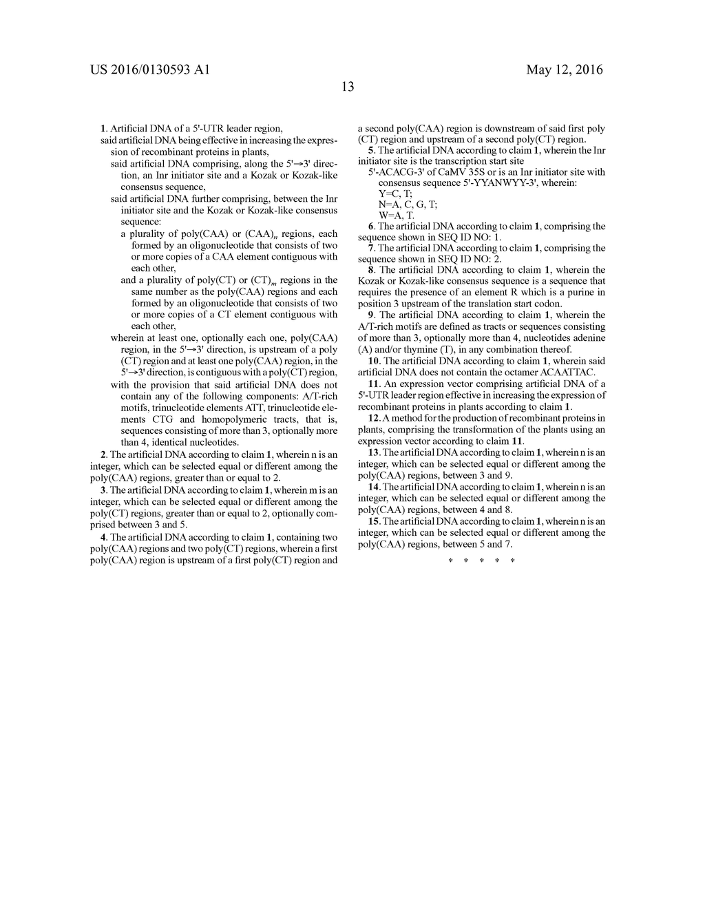 ARTIFICIAL DNA SEQUENCE WITH OPTIMIZED LEADER FUNCTION IN 5'(5'-UTR) FOR     THE OVER-EXPRESSION OF RECOMBINANT PROTEINS IN PLANTS AND METHOD FOR THE     PRODUCTION OF RECOMBINANT PROTEINS IN PLANTS - diagram, schematic, and image 17