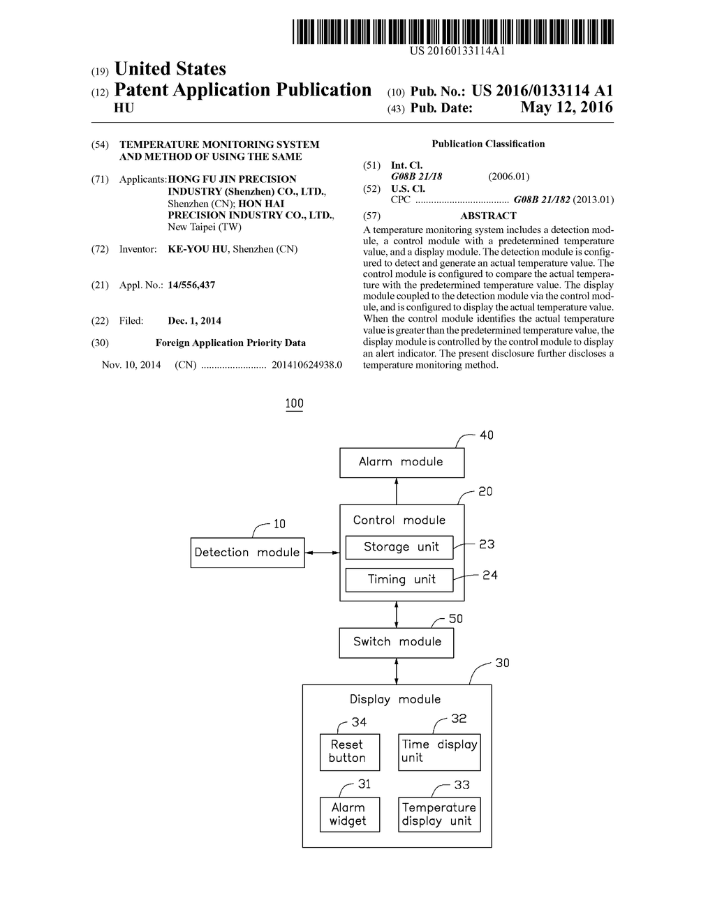 TEMPERATURE MONITORING SYSTEM AND METHOD OF USING THE SAME - diagram, schematic, and image 01