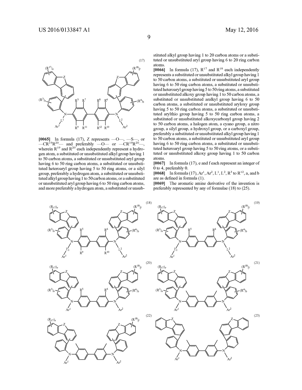AROMATIC AMINE DERIVATIVE AND ORGANIC ELECTROLUMINESCENT ELEMENT - diagram, schematic, and image 10