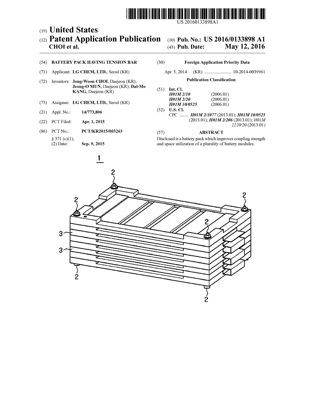 BATTERY PACK HAVING TENSION BAR - diagram, schematic, and image 01