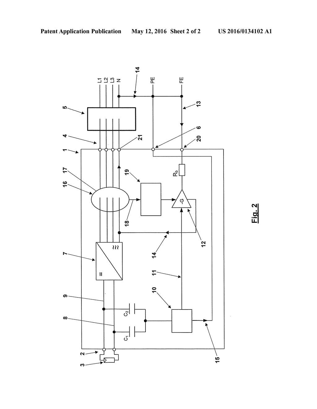 METHOD AND CIRCUIT ARRANGEMENT WITH MEANS FOR A LEAKAGE CURRENT     COMPENSATION IN A PHOTOVOLTAIC SYSTEM WITH MULTIPLE DIFFERENTIAL CURRENT     SENSORS - diagram, schematic, and image 03