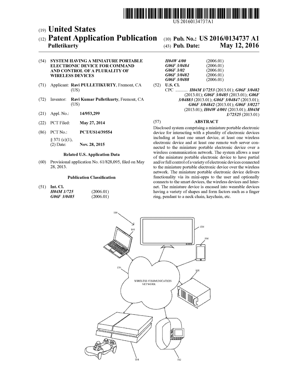 SYSTEM HAVING A MINIATURE PORTABLE ELECTRONIC DEVICE FOR COMMAND AND     CONTROL OF A PLURALITY OF WIRELESS DEVICES - diagram, schematic, and image 01