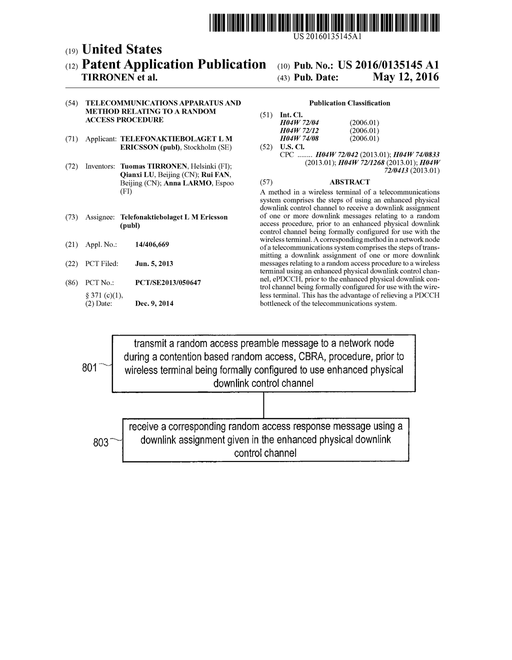 TELECOMMUNICATIONS APPARATUS AND METHOD RELATING TO A RANDOM ACCESS     PROCEDURE - diagram, schematic, and image 01