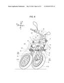 VEHICLE PROVIDED WITH LEANING-CAPABLE VEHICLE-BODY FRAME AND TWO FRONT     WHEELS diagram and image