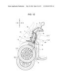 VEHICLE PROVIDED WITH LEANING-CAPABLE VEHICLE-BODY FRAME AND TWO FRONT     WHEELS diagram and image