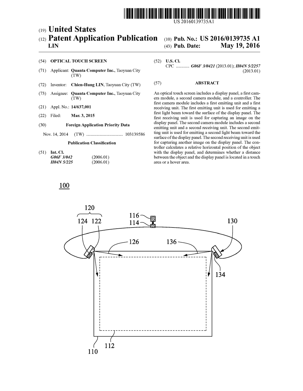 OPTICAL TOUCH SCREEN - diagram, schematic, and image 01