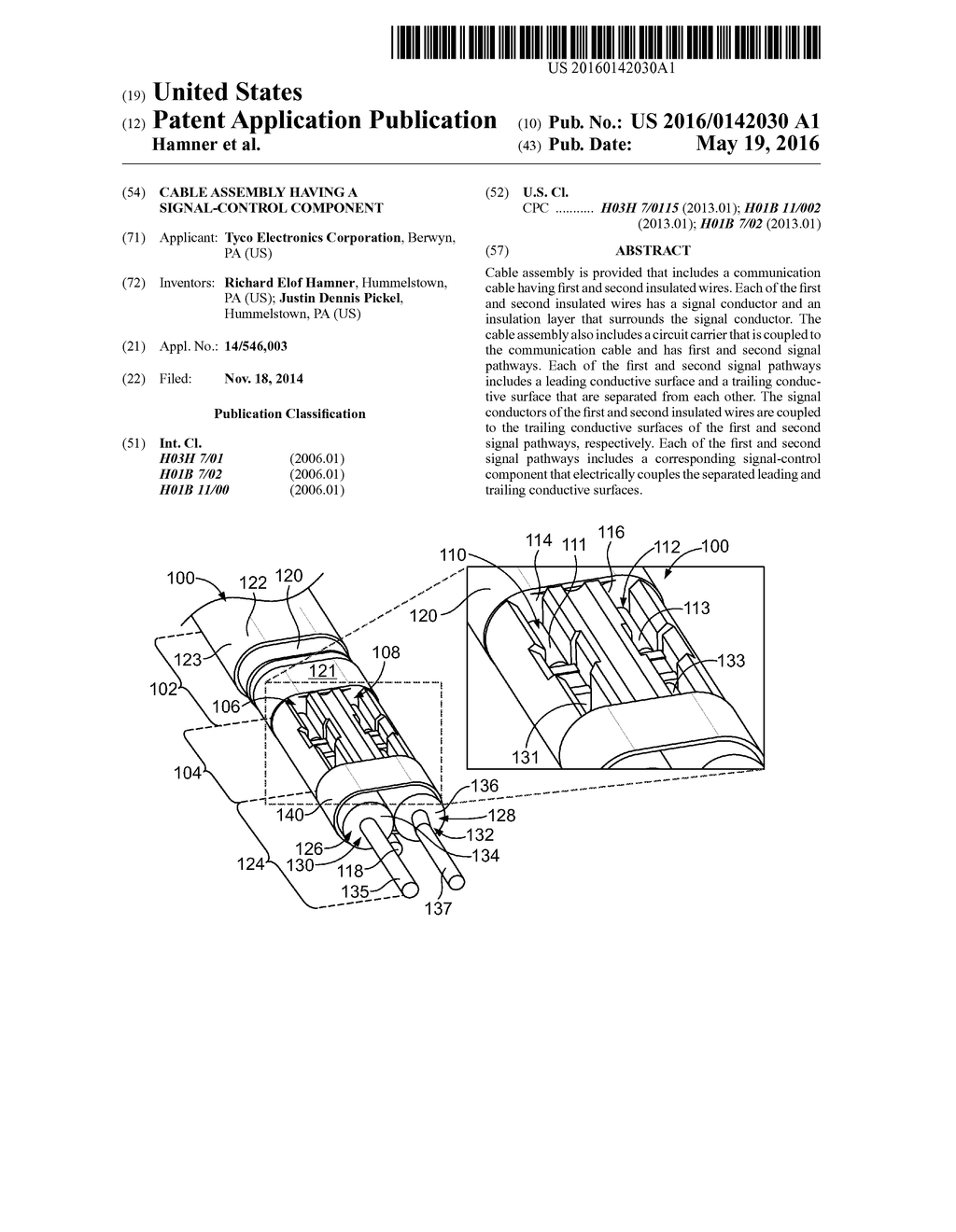 CABLE ASSEMBLY HAVING A SIGNAL-CONTROL COMPONENT - diagram, schematic, and image 01