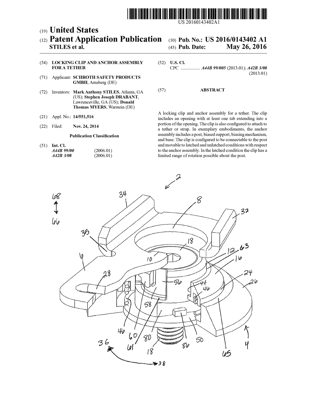 LOCKING CLIP AND ANCHOR ASSEMBLY FOR A TETHER - diagram, schematic, and image 01