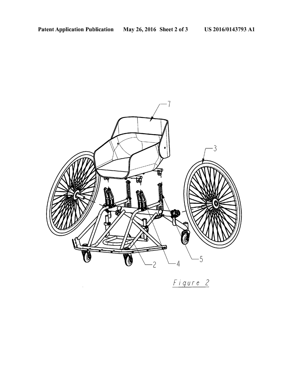 Wheelchair with multiple replaceable seats - diagram, schematic, and image 03