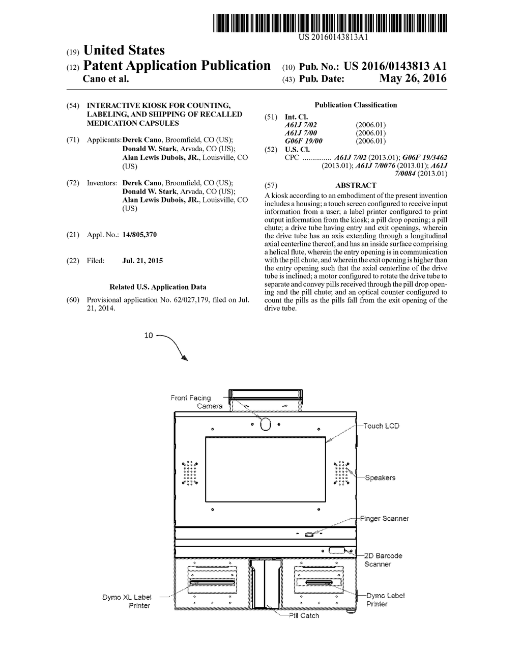 INTERACTIVE KIOSK FOR COUNTING, LABELING, AND SHIPPING OF RECALLED     MEDICATION CAPSULES - diagram, schematic, and image 01