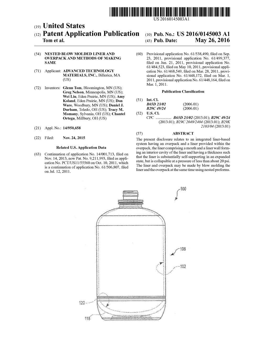 NESTED BLOW MOLDED LINER AND OVERPACK AND METHODS OF MAKING SAME - diagram, schematic, and image 01