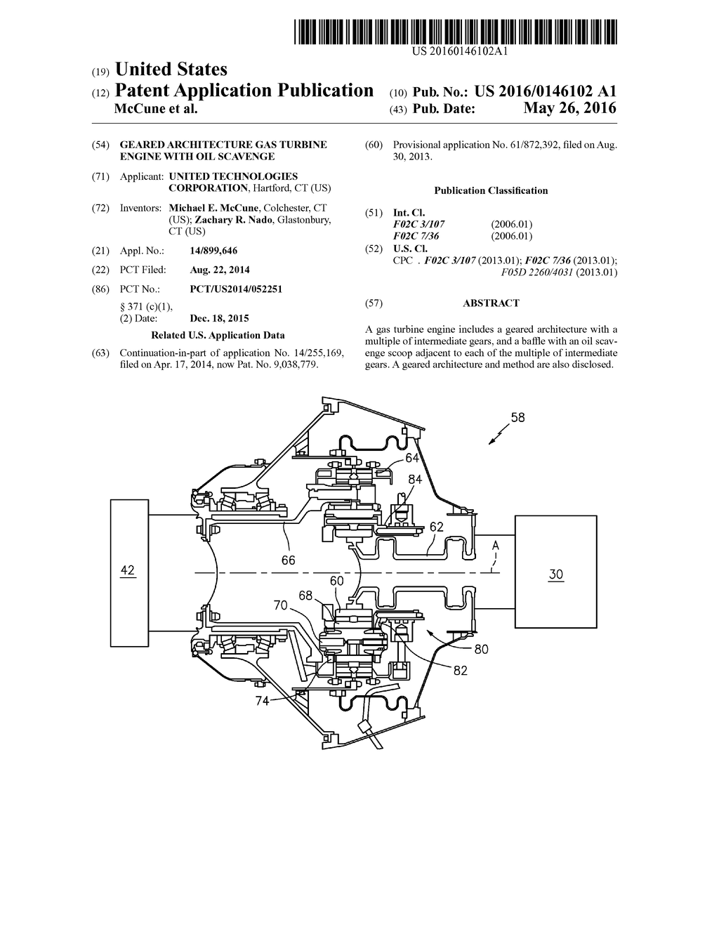 GEARED ARCHITECTURE GAS TURBINE ENGINE WITH OIL SCAVENGE - diagram, schematic, and image 01