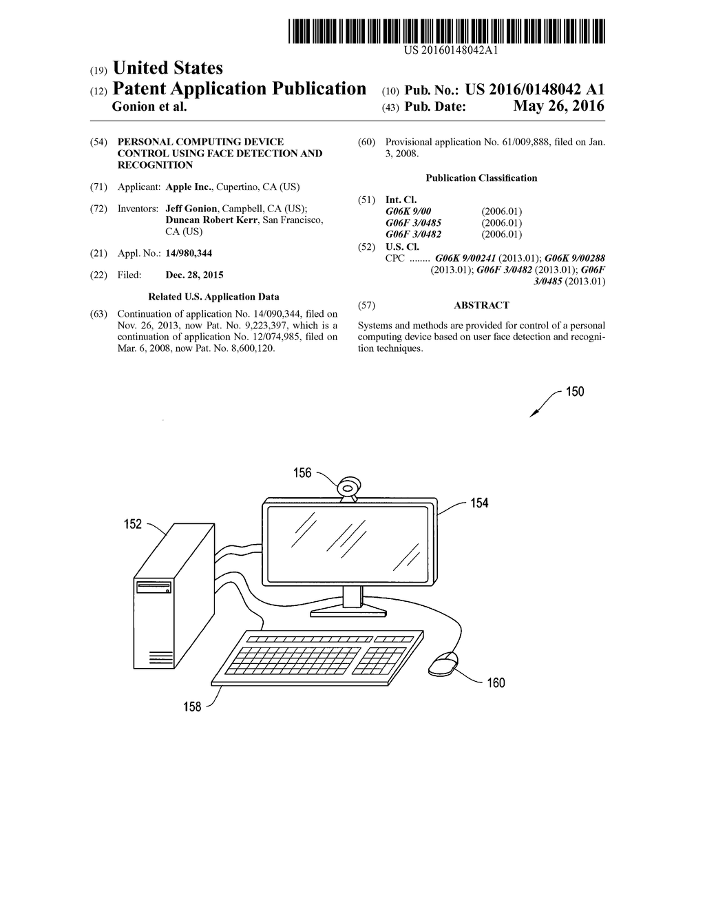 PERSONAL COMPUTING DEVICE CONTROL USING FACE DETECTION AND RECOGNITION - diagram, schematic, and image 01