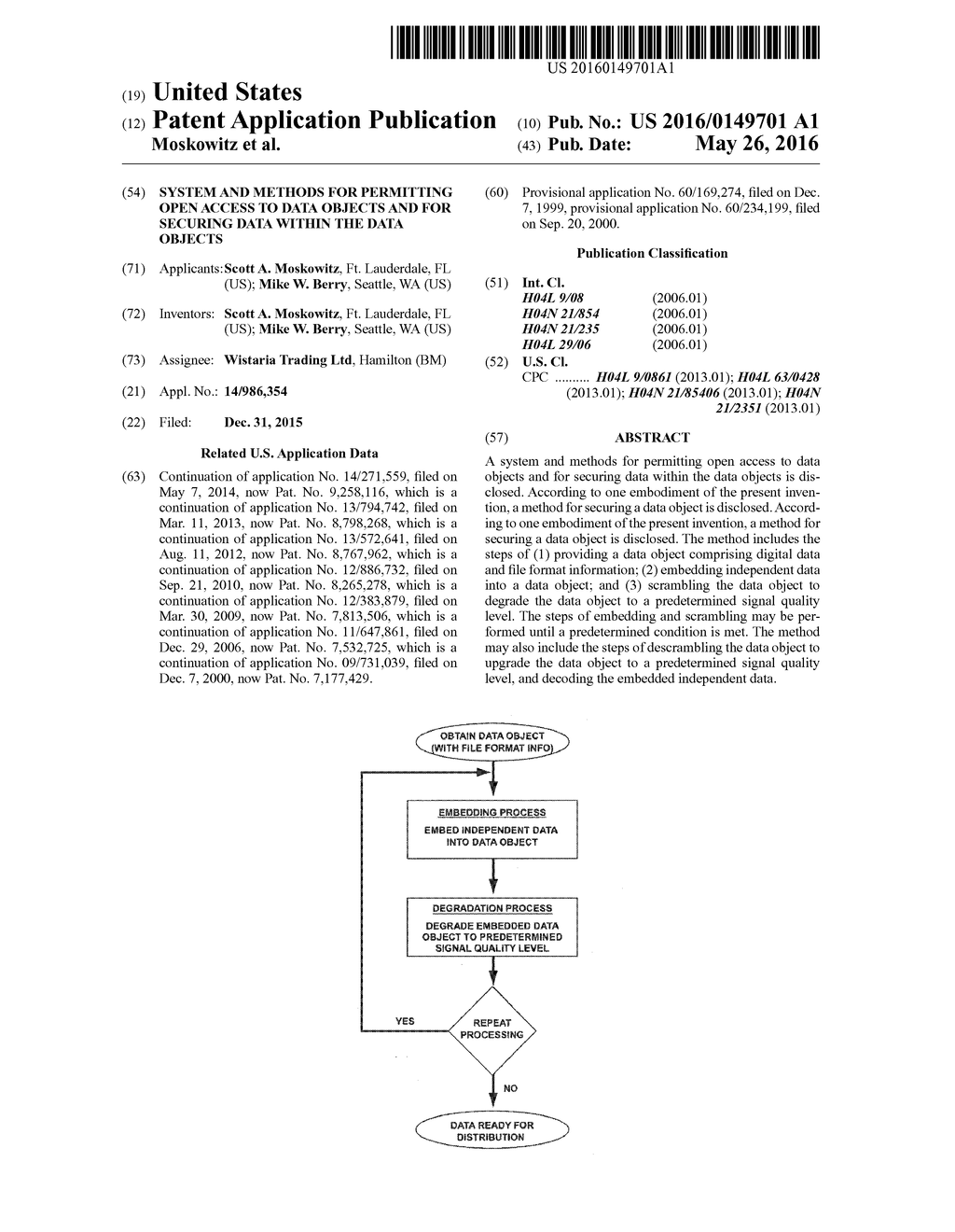 SYSTEM AND METHODS FOR PERMITTING OPEN ACCESS TO DATA OBJECTS AND FOR     SECURING DATA WITHIN THE DATA OBJECTS - diagram, schematic, and image 01