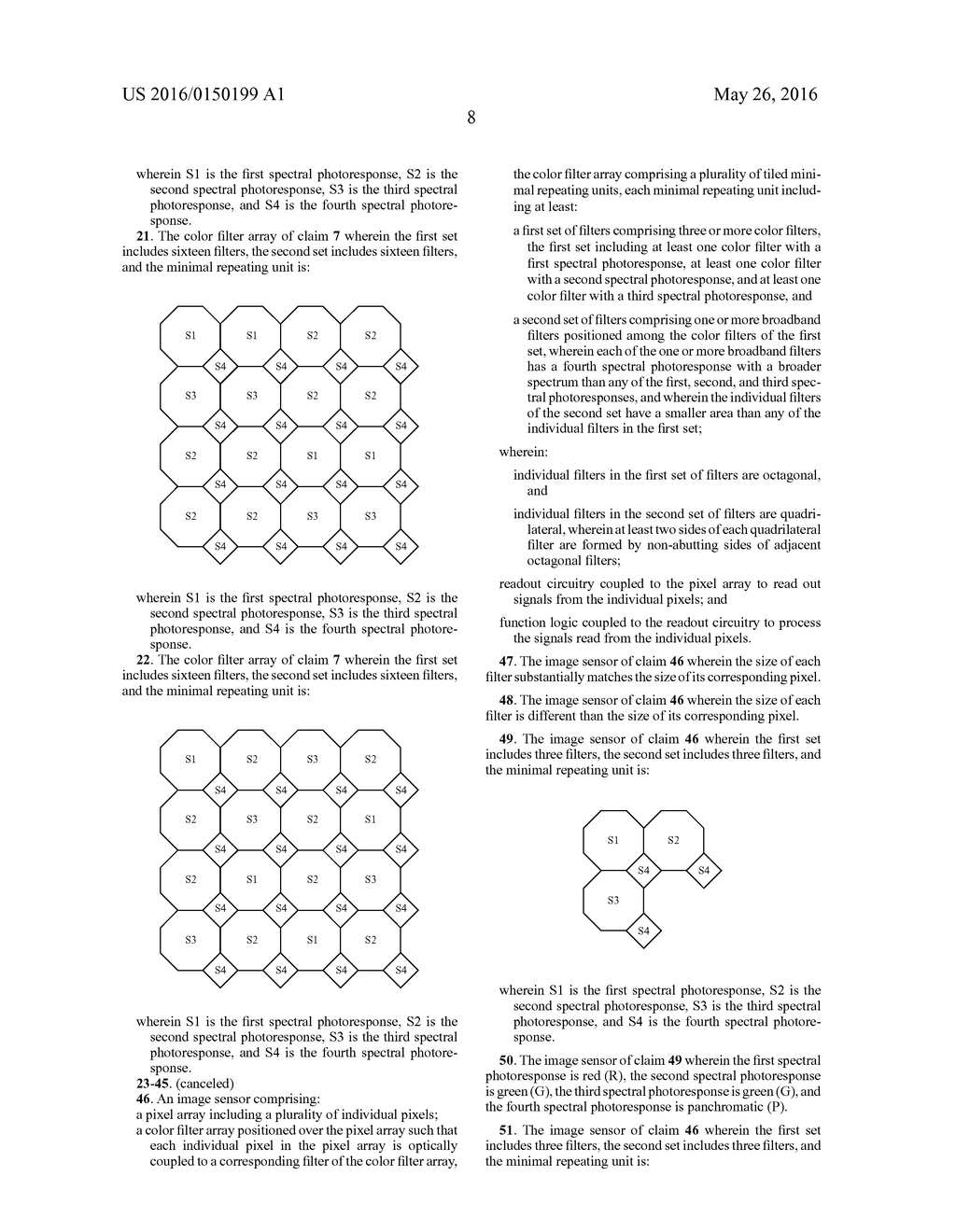 RGBC COLOR FILTER ARRAY PATTERNS TO MINIMIZE COLOR ALIASING - diagram, schematic, and image 20