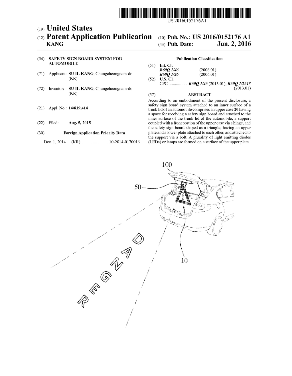 SAFETY SIGN BOARD SYSTEM FOR AUTOMOBILE - diagram, schematic, and image 01