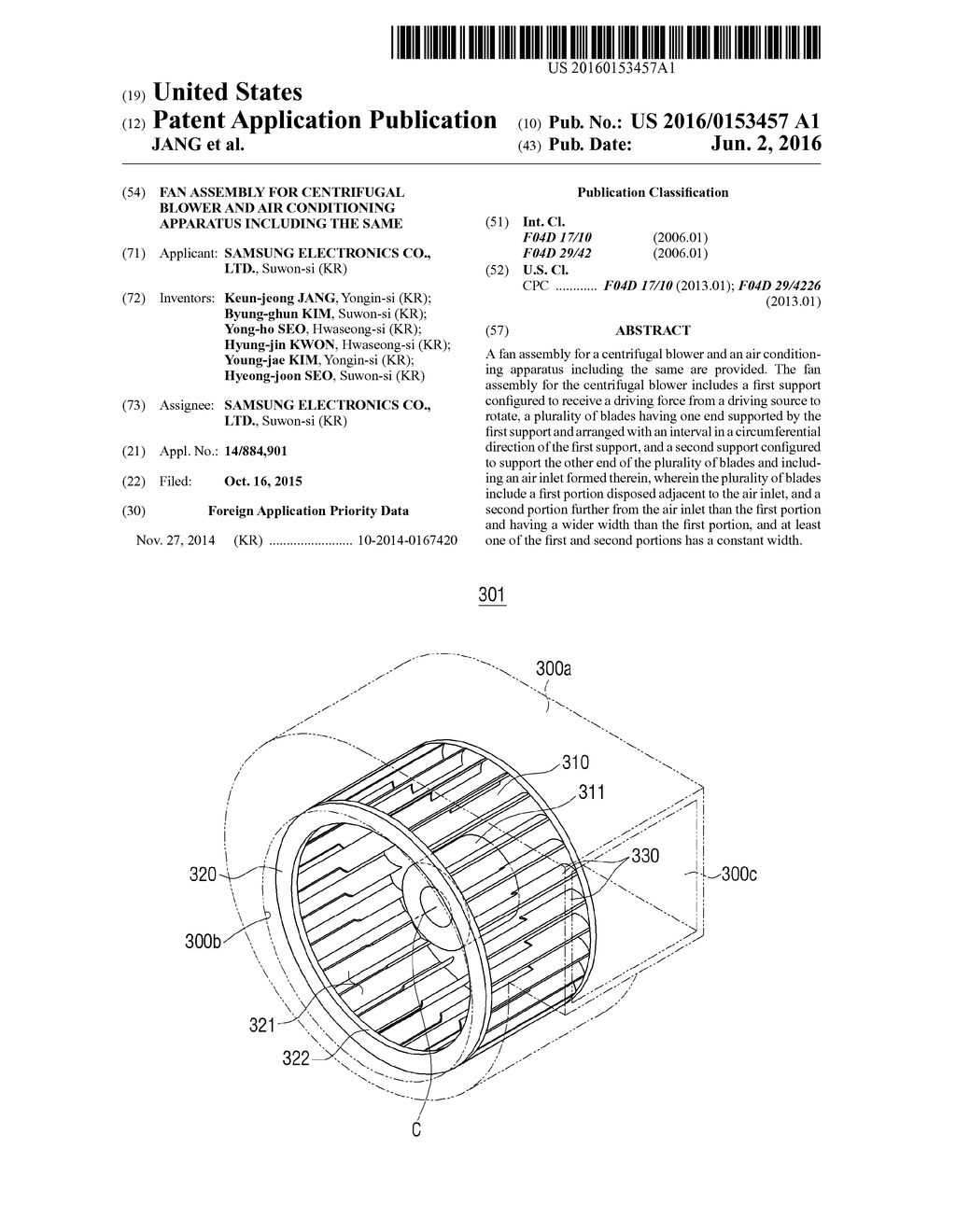 FAN ASSEMBLY FOR CENTRIFUGAL BLOWER AND AIR CONDITIONING APPARATUS     INCLUDING THE SAME - diagram, schematic, and image 01