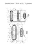 DEVICE FOR LAYING AN ELONGATE ELEMENT IN A STRETCH OF WATER, ASSOCIATED     INSTALLATION AND ASSOCIATED METHOD diagram and image