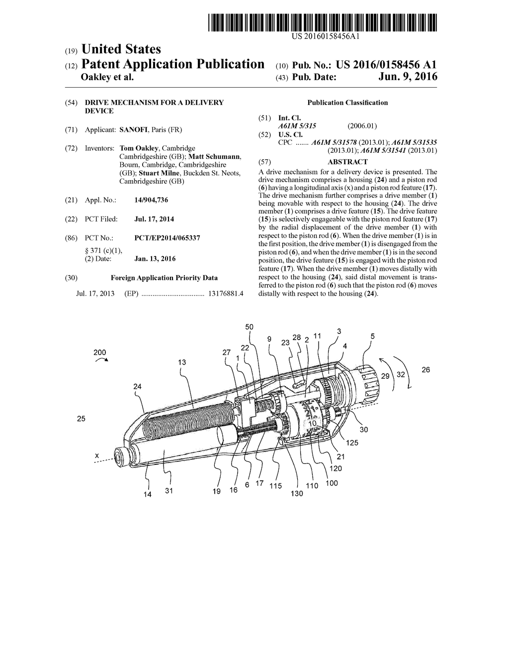 DRIVE MECHANISM FOR A DELIVERY DEVICE - diagram, schematic, and image 01