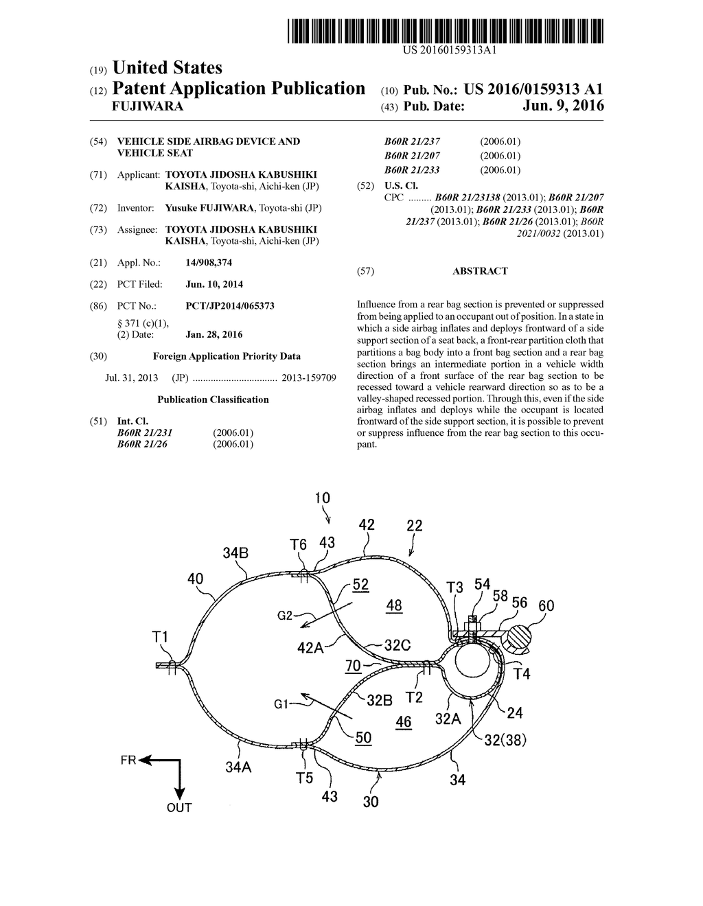 Vehicle Side Airbag Device and Vehicle Seat - diagram, schematic, and image 01