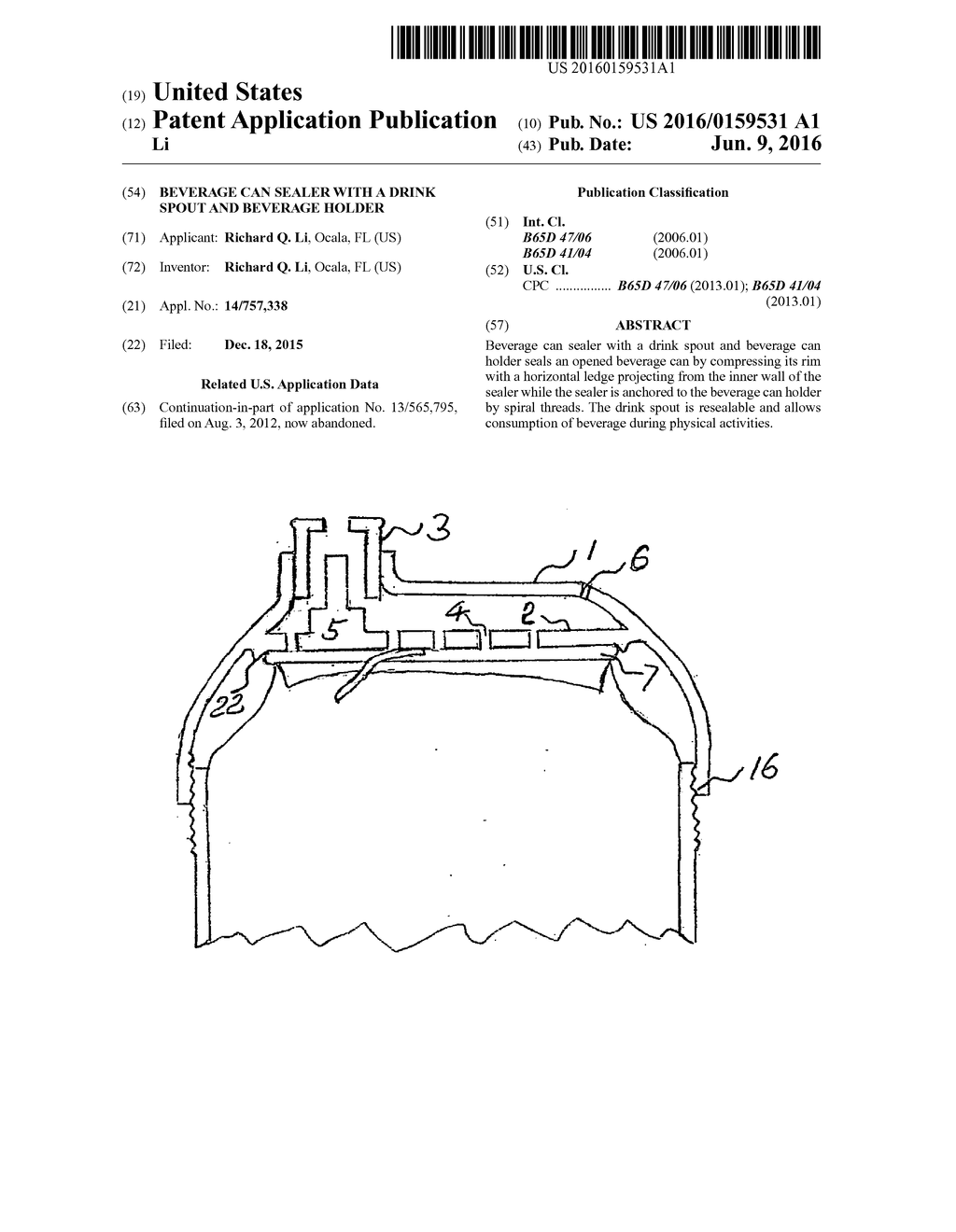 Beverage can sealer with a drink spout and beverage holder - diagram, schematic, and image 01