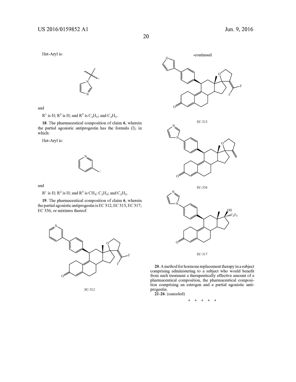 COMBINATION OF ESTROGENS PLUS ANTIPROGESTINS WITH SIGNIFICANT PARTIAL     AGONISTIC EFFECT AS AN EFFECTIVE TREATMENT OF MENOPAUSAL SYMPTOMS AND FOR     PREVENTION OF THE OCCURRENCE OF BREAST CANCER - diagram, schematic, and image 31