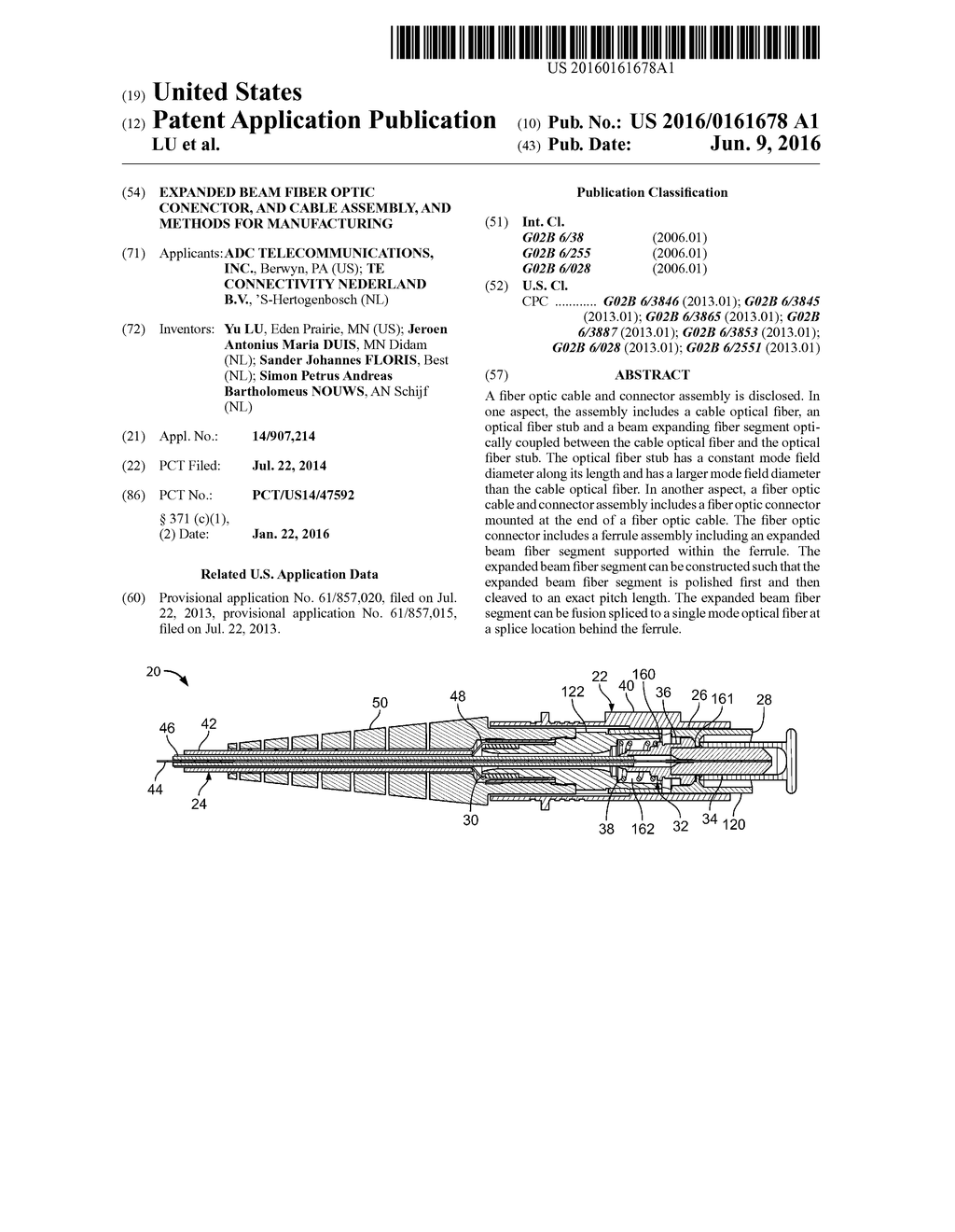 EXPANDED BEAM FIBER OPTIC CONENCTOR, AND CABLE ASSEMBLY, AND METHODS FOR     MANUFACTURING - diagram, schematic, and image 01