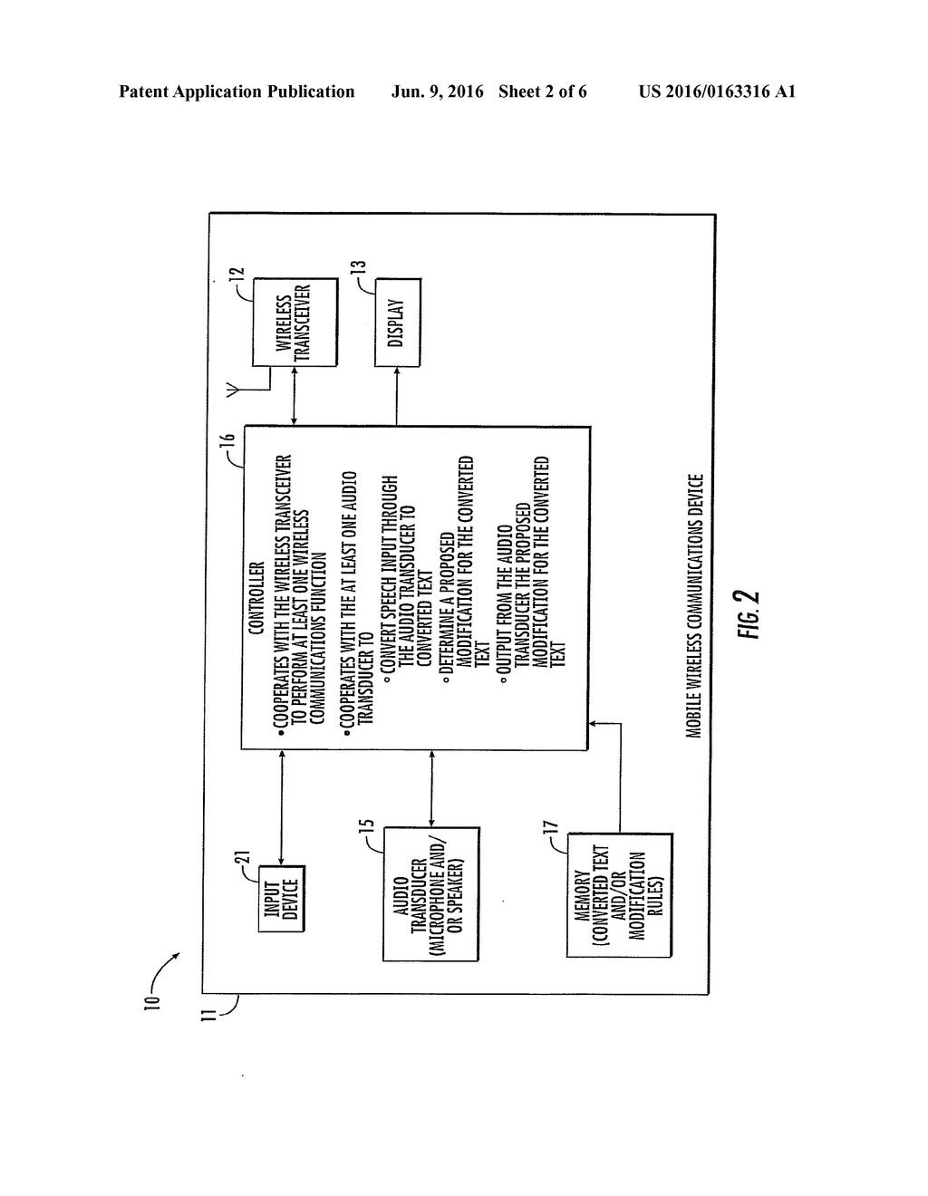 MOBILE WIRELESS COMMUNICATIONS DEVICE WITH SPEECH TO TEXT CONVERSION AND     RELATED METHODS - diagram, schematic, and image 03