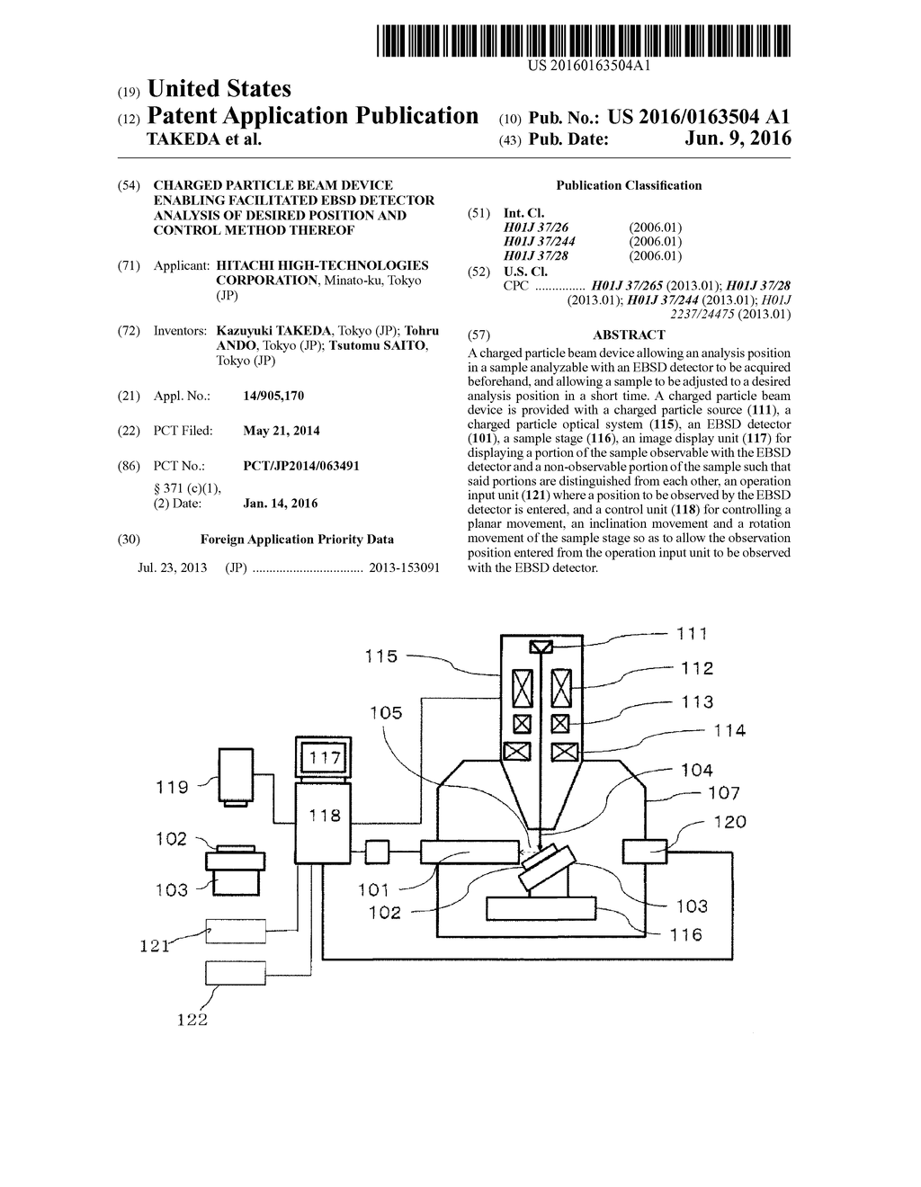 Charged Particle Beam Device Enabling Facilitated EBSD Detector Analysis     of Desired Position and Control Method Thereof - diagram, schematic, and image 01