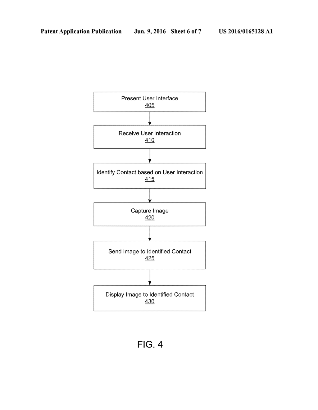 CAPTURING AND SENDING IMAGES AND VIDEOS BASED ON A SINGLE USER INTERACTION     WITH A USER INTERFACE ELEMENT - diagram, schematic, and image 07