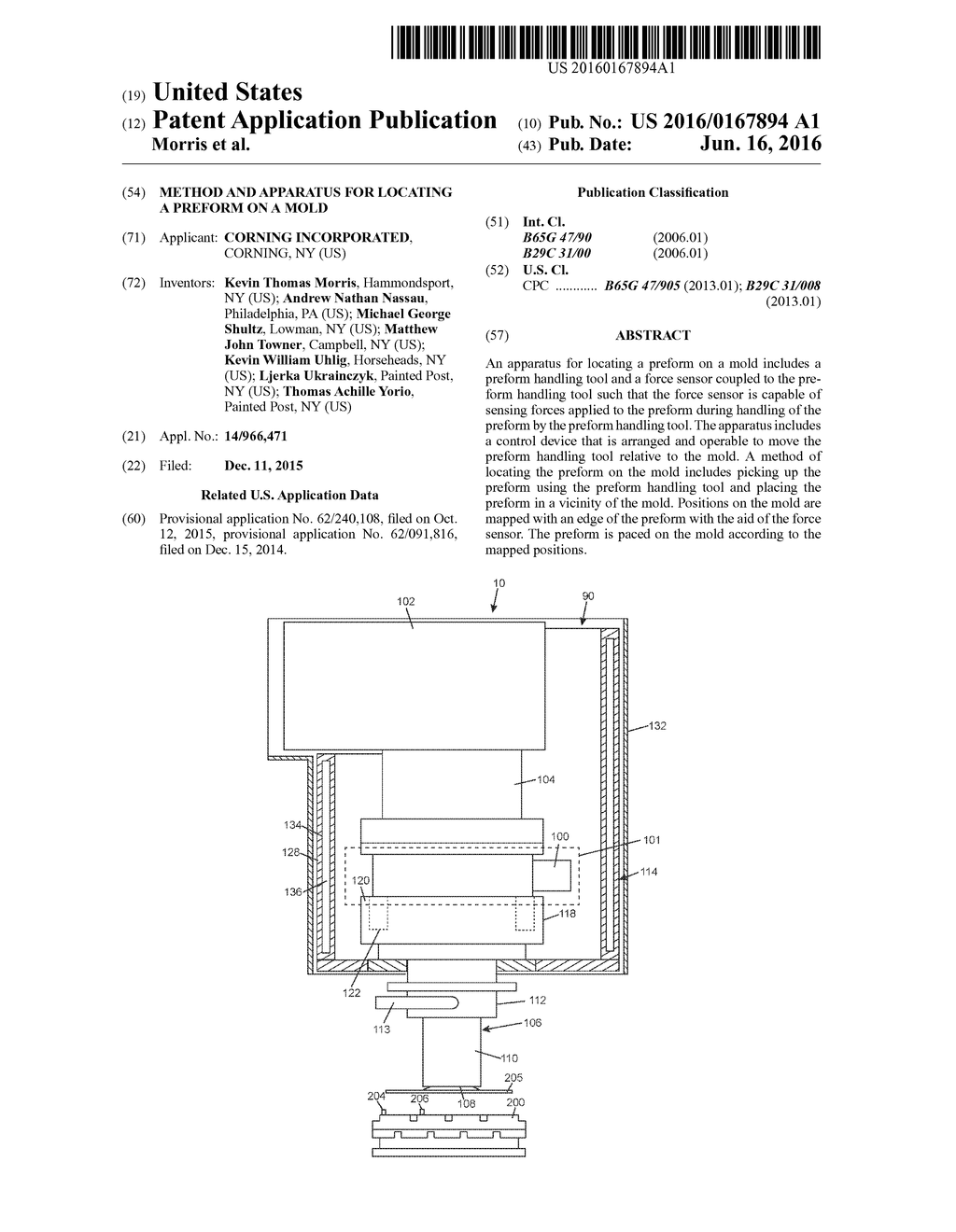 METHOD AND APPARATUS FOR LOCATING A PREFORM ON A MOLD - diagram, schematic, and image 01