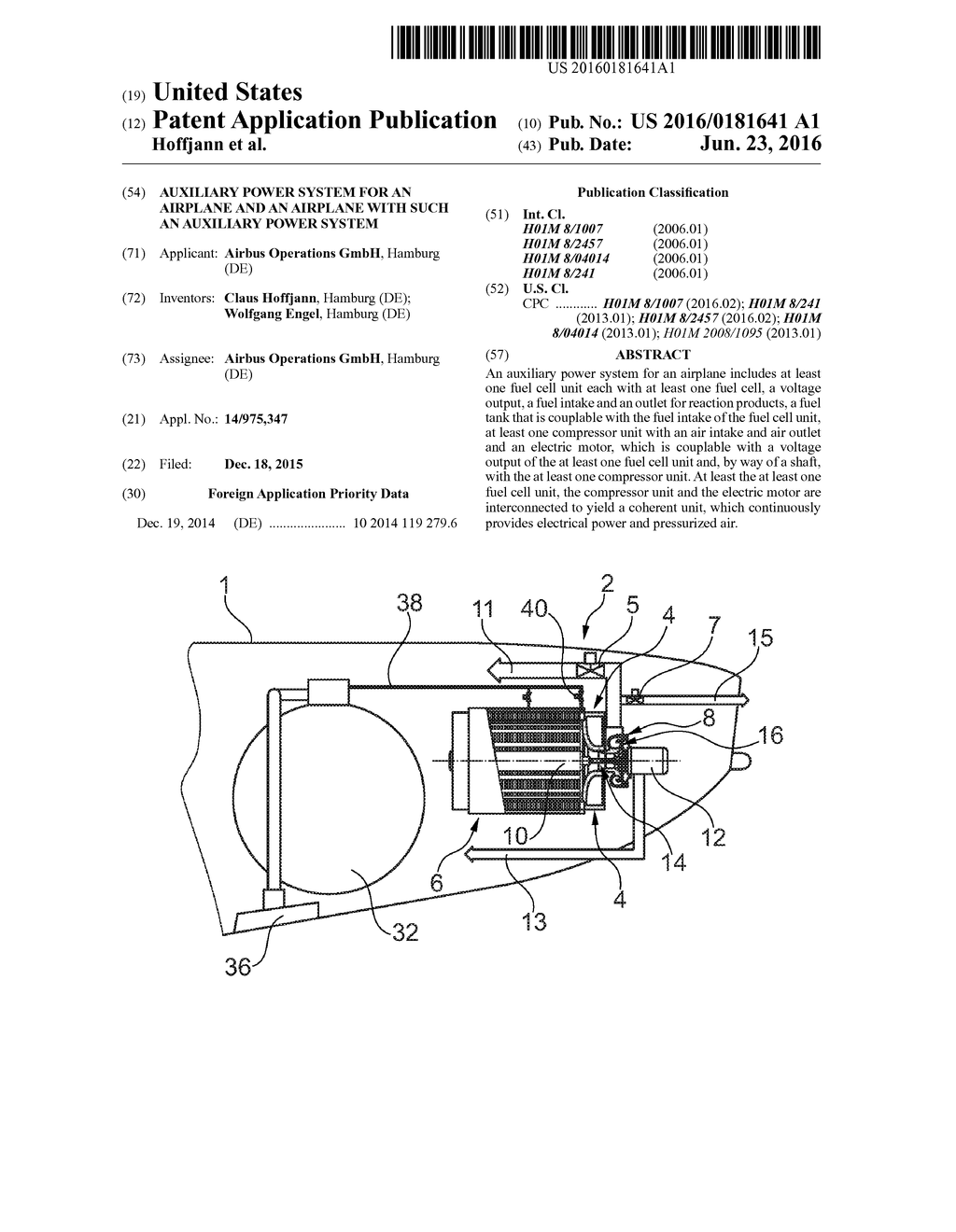 AUXILIARY POWER SYSTEM FOR AN AIRPLANE AND AN AIRPLANE WITH SUCH AN     AUXILIARY POWER SYSTEM - diagram, schematic, and image 01