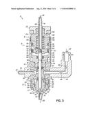 ADHESIVE DISPENSING MODULE AND METHOD OF SPRAYING A PLURALITY OF DROPLETS     OF A LIQUID ADHESIVE diagram and image