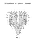 ADHESIVE DISPENSING MODULE AND METHOD OF SPRAYING A PLURALITY OF DROPLETS     OF A LIQUID ADHESIVE diagram and image