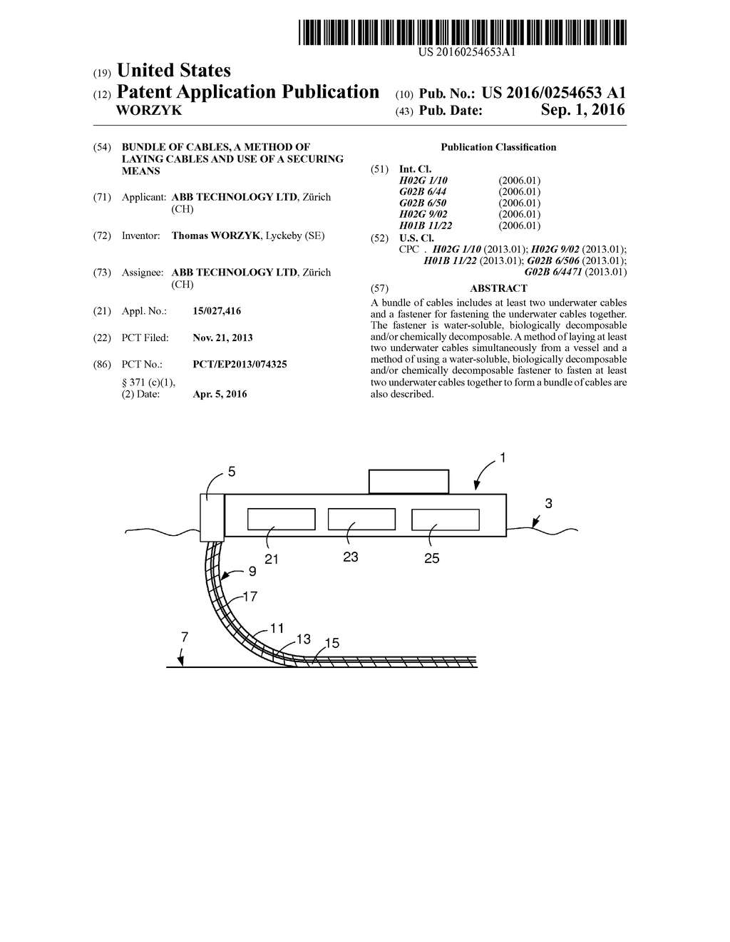 BUNDLE OF CABLES, A METHOD OF LAYING CABLES AND USE OF A SECURING MEANS - diagram, schematic, and image 01