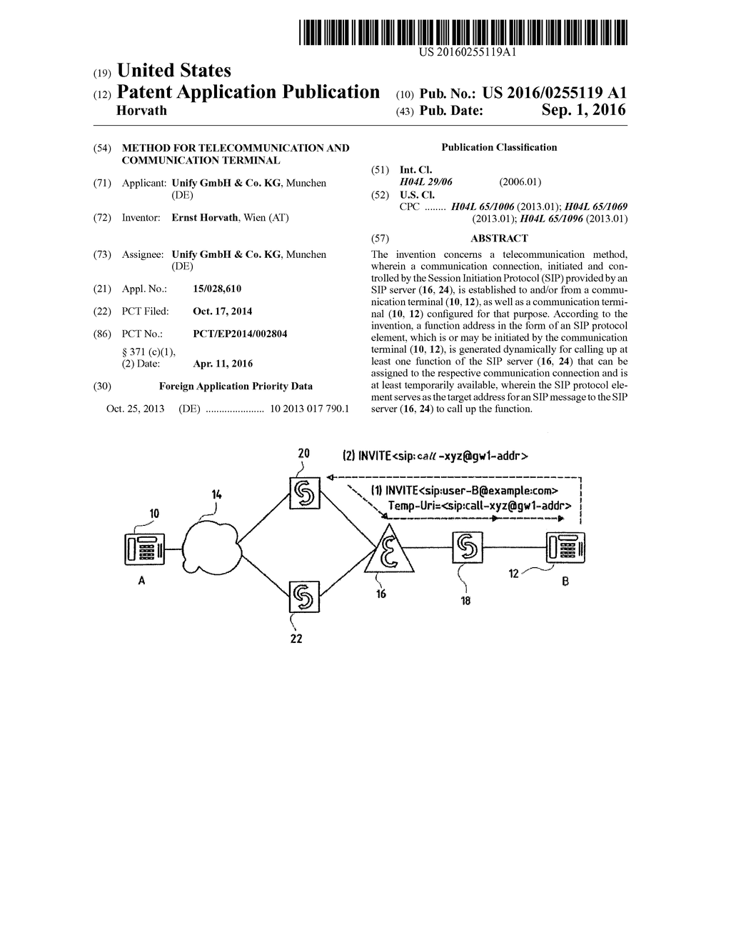 METHOD FOR TELECOMMUNICATION AND COMMUNICATION TERMINAL - diagram, schematic, and image 01