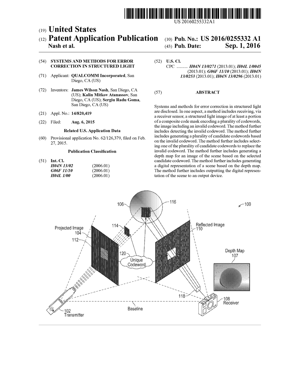 SYSTEMS AND METHODS FOR ERROR CORRECTION IN STRUCTURED LIGHT - diagram, schematic, and image 01