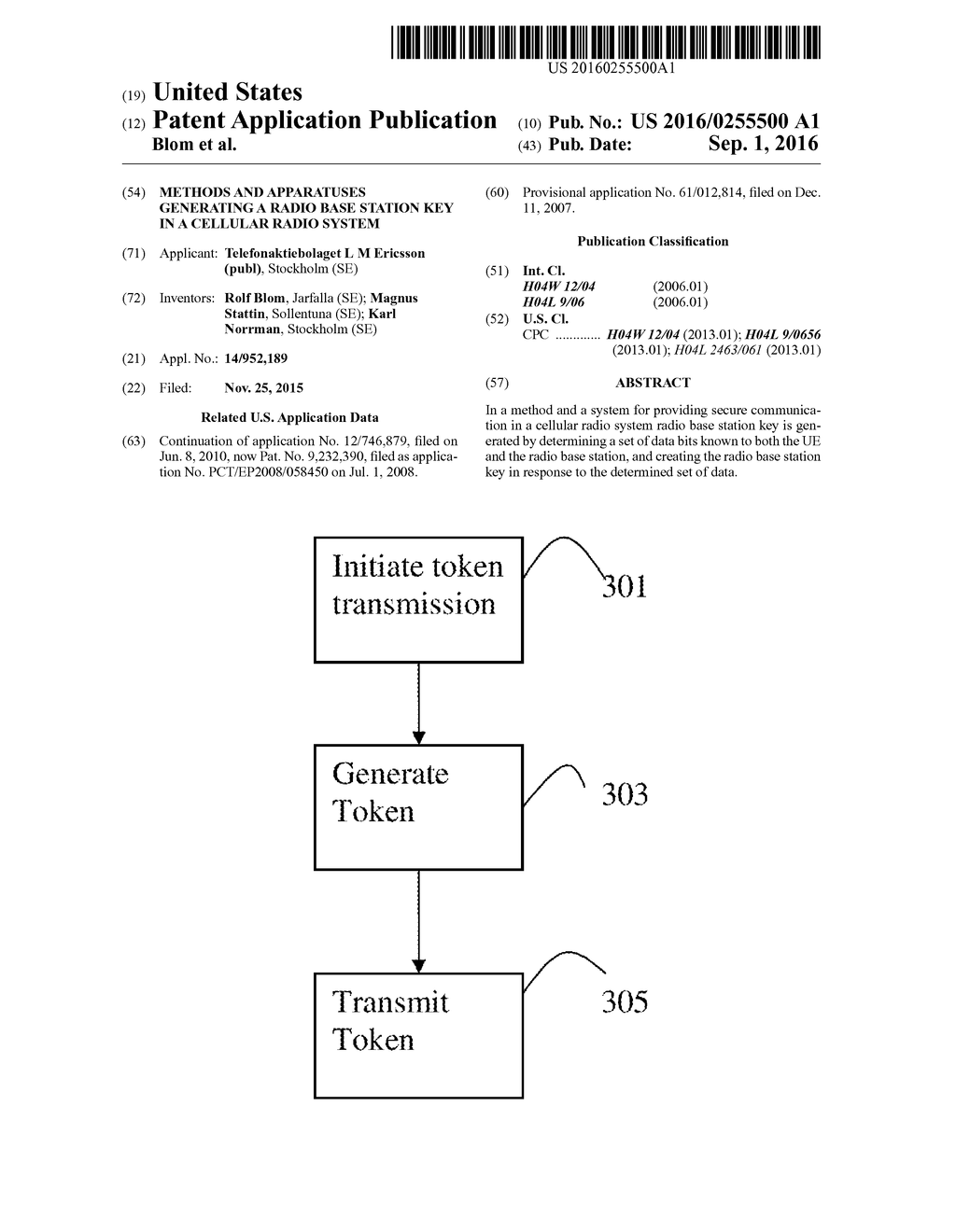 Methods and Apparatuses Generating a Radio Base Station Key in a Cellular     Radio System - diagram, schematic, and image 01