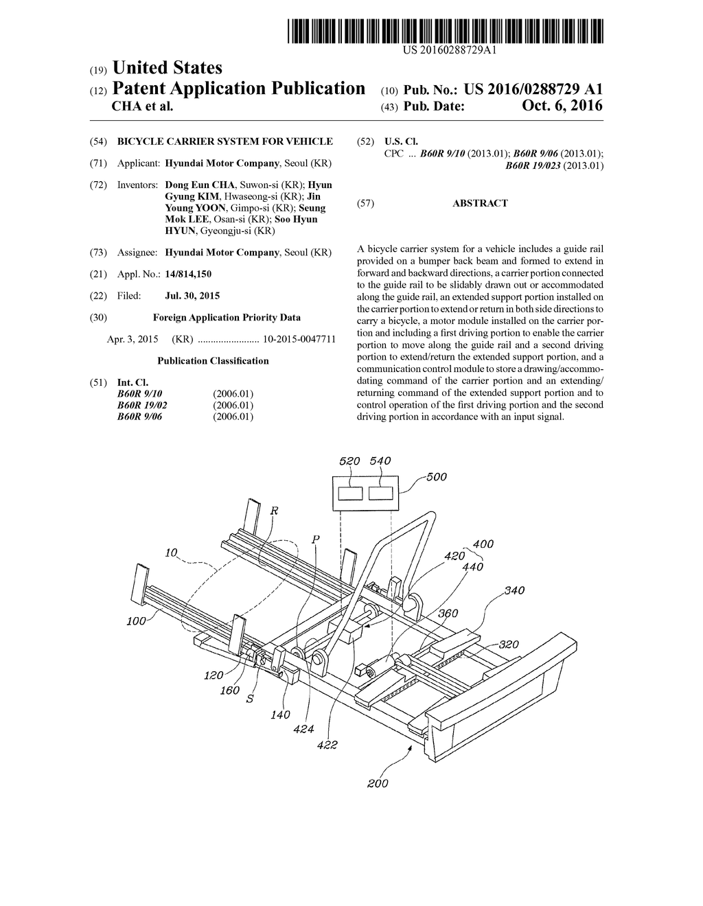 BICYCLE CARRIER SYSTEM FOR VEHICLE - diagram, schematic, and image 01