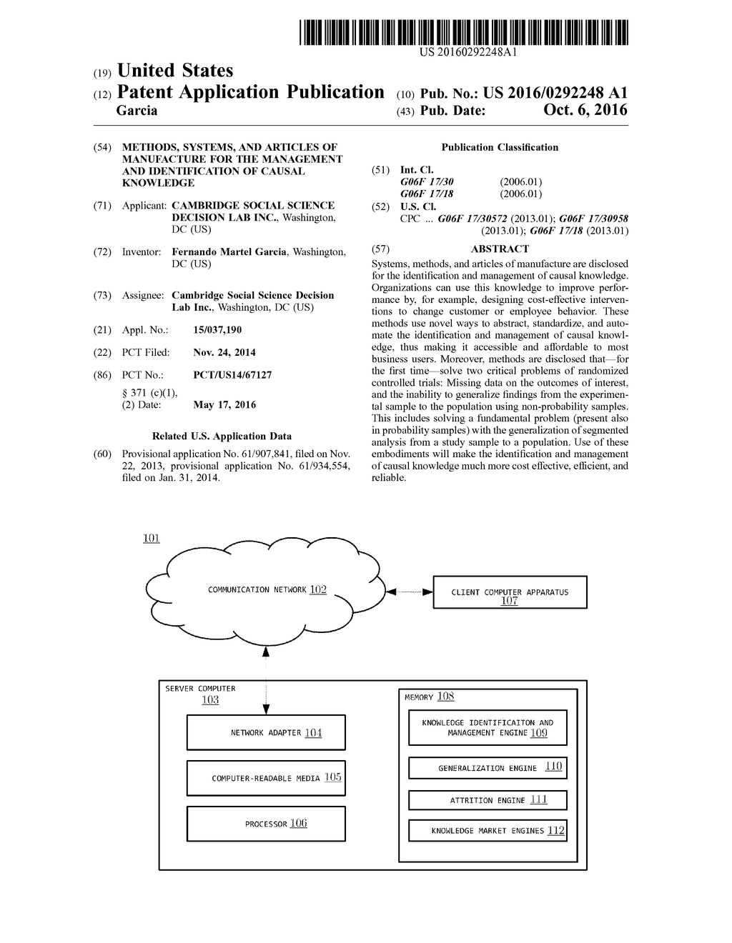 METHODS, SYSTEMS, AND ARTICLES OF MANUFACTURE FOR THE MANAGEMENT AND     IDENTIFICATION OF CAUSAL KNOWLEDGE - diagram, schematic, and image 01