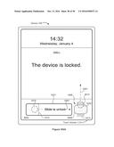 DEVICE, METHOD, AND GRAPHICAL USER INTERFACE FOR ACCESSING AN APPLICATION     IN A LOCKED DEVICE diagram and image