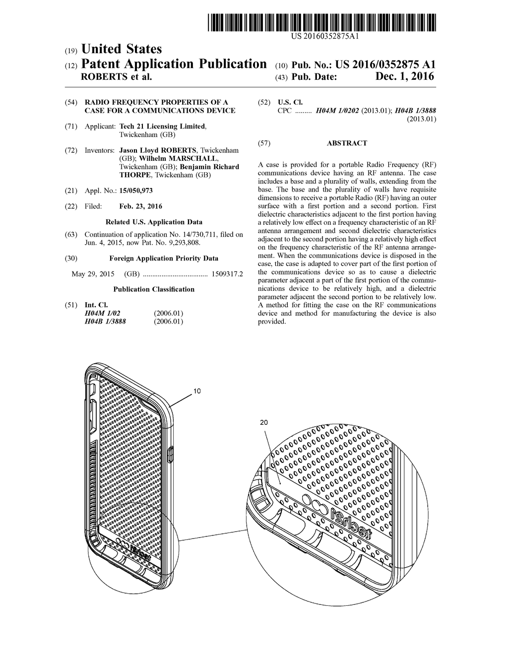 RADIO FREQUENCY PROPERTIES OF A CASE FOR A COMMUNICATIONS DEVICE - diagram, schematic, and image 01