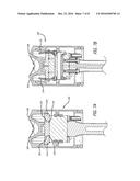 PISTON COOLING CONFIGURATIONS UTILIZING LUBRICATING OIL FROM A BEARING     RESERVOIR IN AN OPPOSED-PISTON ENGINE diagram and image