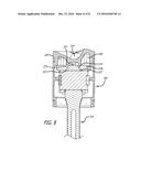 PISTON COOLING CONFIGURATIONS UTILIZING LUBRICATING OIL FROM A BEARING     RESERVOIR IN AN OPPOSED-PISTON ENGINE diagram and image