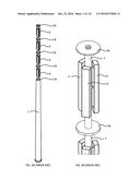 COMMUNICATION TOWER PANEL SECURITY DEVICE EMPLOYING FLEXIBLE PLASTIC     BANDING AND A CONNECTING/TENSIONING ASSEMBLY HAVING PASS-THROUGH CHANNELS     FOR SAFELY SECURING RADIATION-TRANSPARENT PANELS COVERING ANTENNA SERVICE     BAYS OF A WIRELESS TELECOMMUNICATION TOWER diagram and image