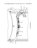 COMMUNICATION TOWER PANEL SECURITY DEVICE EMPLOYING FLEXIBLE PLASTIC     BANDING AND A CONNECTING/TENSIONING ASSEMBLY HAVING PASS-THROUGH CHANNELS     FOR SAFELY SECURING RADIATION-TRANSPARENT PANELS COVERING ANTENNA SERVICE     BAYS OF A WIRELESS TELECOMMUNICATION TOWER diagram and image