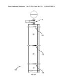 COMMUNICATION TOWER PANEL SECURITY DEVICE EMPLOYING FLEXIBLE PLASTIC     BANDING AND A CONNECTING/TENSIONING ASSEMBLY HAVING PASS-THROUGH CHANNELS     FOR SAFELY SECURING RADIATION-TRANSPARENT PANELS COVERING ANTENNA SERVICE     BAYS OF A WIRELESS TELECOMMUNICATION TOWER diagram and image