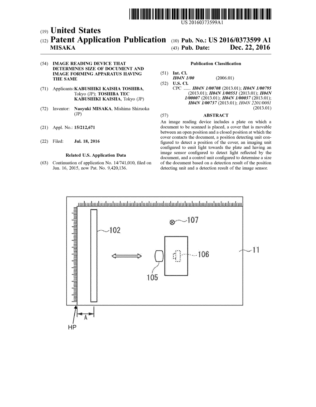 IMAGE READING DEVICE THAT DETERMINES SIZE OF DOCUMENT AND IMAGE FORMING     APPARATUS HAVING THE SAME - diagram, schematic, and image 01