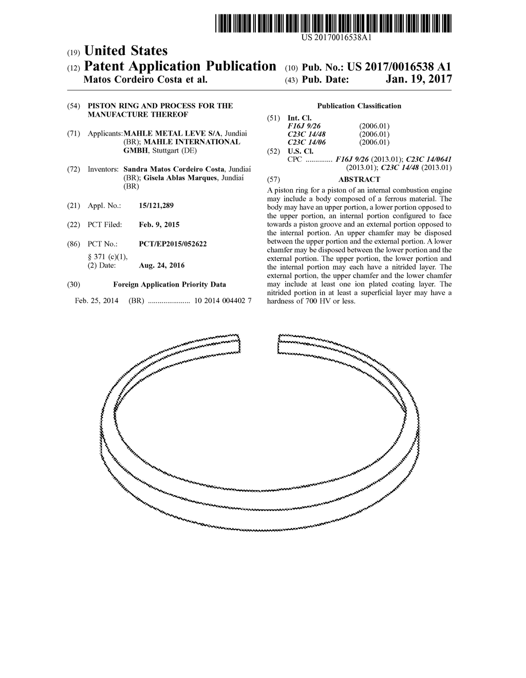 PISTON RING AND PROCESS FOR THE MANUFACTURE THEREOF - diagram, schematic, and image 01